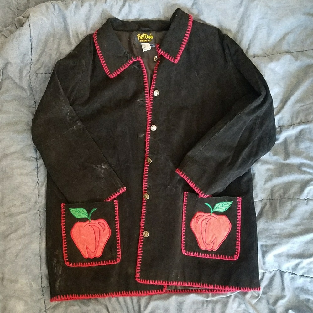 COLLECTABLE! Bob Mackie Suede jacket with Apples